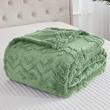 WONGS BEDDING Kuscheldecke Flauschig Decke Grün, Sofadecke Wolldecke 150x200 Wohn- & Kuscheldecken, Warme Weiche Fleecedecke Boho Decken überwurfdecke für Sofa Couch B