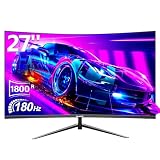 Gawfolk 27 Zoll Curved Gaming Monitor 165Hz/ 180Hz, PC Bildschirm Full HD 1080P, Rahmenloses 1800R Computerbildschirm mit FreeSync und Eye Care Technologie, unterstützt VES