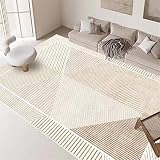 DJHWWD Teppich Mädchen Teppich Günstig Wohnzimmer Helles Luxus-High-End-Sofa Couchtischkissen Modernes Minimalistisches Schlafzimmer Heimteppich Kaffeefarbstreifen Essecke 200X300