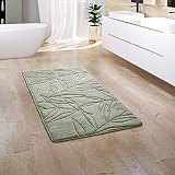 Paco Home Badezimmerteppich Badematte Badteppich Badvorleger Duschvorleger Waschbar Flauschig Memory Foam 3D Effekt, Grösse:50x80 cm, Farbe:Grü