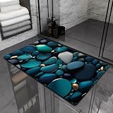 Olnamaro® Badematte Stein(3D-Muster) Badematte Rutschfester Badezimmerteppich Absorbierender Badteppich 80x50cm,Schnelltrocknende Badematte,Garnieren Sie die Stimmung (Blau, 80x50CM)