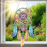 Sunovate DIY Traumfänger Diamant Malerei Kit - Handgemachtes Handwerk für Boho Dekor, Symbol für Gute Träume & Positive Energie, All-Inclusive-Handwerk für Erwachsene (lebendig)