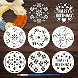 FINGERINSPIRE 6 Kuchenschablone Mit 1 Kunststoff Pinseln 20x20cm Zeichenvorlage Für Geburtstagskuchenmuster Schablone Mit Geburtstagsmotiven Zum Malen Auf Holz Segeltuch Stoff Mauer Möb