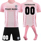 Generisch Fussball Trikot mit eigenem Namen Nummer und Logo Kinder/Erwachsene, Personalisierte Fußball Trikot für Jungen/Herren, Fussball Trikots Shorts und Socken Anzug