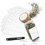 HAVENHAUS Gewürzetiketten Set weiß | 336 deutsche Gewürzetiketten selbstklebend fett- & wasserabweisend | Gewürzaufkleber modern inkl. 56x blank für individuelle Beschriftung | Gewürzgläser Etik