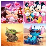 SHEGZHUC Diamond Painting Anime Cartoon 4er Set 30x30cm Diamond Painting Tiere Maus Liebe 5D Diamant Painting Bilder Malen nach Zahlen Bastelset Perlenbilder Craft Buddy Crystal Art Puzzle Stickb