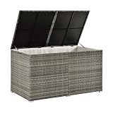 Juskys Polyrattan Auflagenbox Ikaria 950 L inkl. Deckel mit Hubautomatik & Innenplane - Kissenbox 145 x 82 x 79 cm für Garten - Gartenbox g