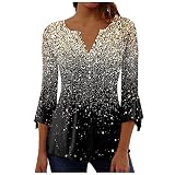 LSAltd T Shirt Damen Weiß Rollkragenpullover Pailletten Top Tuzzi Pullover Ausgefallen Hemdbluse Langarm Tshirt Rundhals Lifestyle Damen Musselin Hemdbluse Roses T Shirt Damen, 3-yellow, 3XL