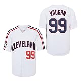 ZXCVB Herren #99 Ricky Vaughn Trikot 90er Jahre Hip Hop Kleidung Film Baseball Trikot genäht, Weiss/opulenter Garten, M