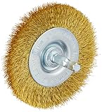 kwb Scheiben-Bürste, fein, Messing-Draht, Ø 75 mm für Metall und Stein, Drahtbürste für Bohr-Maschine inkl. E6.3 Sechskant-Schaft, zum Entrosten, Entzundern, Aufrauen und Reinig