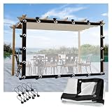 CYTZS Transparente PVC-Kunststoff-Plane Terrassenvorhang für Draußen, wasserdichte Seitenteile mit Ösen, für Vordach Garten Pergola(4x3m/13.12x9.84ft)