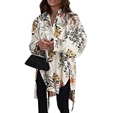 T-Shirt Damen, Rave Outfit Damen Shirt UnterModernes Arbeits Festlich Tops Große Größen Langärmlige Anliegend Bluse Lauschig mit, Dirndlbluse Langarm Orange XL