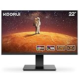 KOORUI 22 Zoll Gaming Monitor mit integrierten Lautsprechern, 100Hz, 1080p Bildschirm Aufhängbar, Rahmenlos, HDMI, Neigungsverstellbar, Augenpflege, VESA-Wandmontage Schw