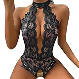 Erotische Dessous-Set Damen Sexy Sexy Tiefer V-Ausschnitt Halfter Spitze Damen Reizwäsche Negligee Babydoll Unregelmäßiger Hem Nachtwäsche Spitze Nachthemd Lingerie Nachtkleid G-String Sleepw