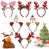 Arkindy Pailletten Geweih Haar Hoop,6 Stücke Weihnachten Stirnband Red Hat Elch Glitter Haarbänder für Weihnachten Tag Cosplay Party Dek