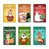 Lodoot 24 Sets Weihnachtsgrußkarten, Tiere, Urlaubspostkarten mit Umschlag-Aufkleber, mehrfarbig, 250 g, weiß
