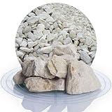 Schicker Mineral Kalk Ziersplitt beige 25 kg, Kalksplitt Yellow Sun, Deutscher Naturstein, farbecht, witterungsbeständig, ideal zur Gartengestaltung, Fassadenschutz, Schotter (Kalk Splitt, 32-56 mm)