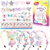 Haarreifen Mädchen Bastelset, Haarreifen Selber Machen Mädchen ab 4-12 Jahre, Einhorn Haarreif Haarschmuck Basteln, Basteln Mädchen Geschenk Einschulung Geschenk Geburtstagsgeschenk