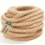 WGIDSKKI Juteseil 10mmx10m, Natur Tau Seil Kordel, Juteschnur Bastelschnur für Garten, Tau Seil Kordel Jutekordel Deko Dekoration Makramee Garn für Garten Jute Tauwerk Handlaufseil Schiffstau S