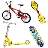 QINIFIFY Finger Spielzeug Set, 4 Stück Mini Skateboards Fingerboard Fingerfahrrad Finger Scooter Finger Vitality Board Kinder Mitgebsel für Geburtstagsparty (Rot)