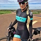 Damen Triathlon Radfahren Jersey Anzug Bodysuit Langarm Jumpsuit Leggings Mtb Sportwear mit Taschen 9d Gel. Pad-Shirt (Color : 001, Size : X-Large)