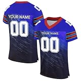 Personalisiertes American FootballTrikot Custom Football Jersey Individuell Bedruckt Team Name & Number Tee für Herren Damen Jugend Unisex Schnelltrocknend Atmungsaktiv T-Shirt(#B 5)