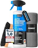 PRINOX® Profi Auto Innenraum Reiniger Set 500ml - Cockpitpflege für die Innen Reinigung von Kunststoff, Polster, Leder & Armaturen - Autopflege Innenraumreiniger mit Bürste - Cockpit Reinig