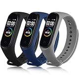 Oumida 3-Pack Kompatibel mit Xiaomi Mi Band 4/3 Armband, Silikon Sport Ersatzarmband für Xiaomi Mi Band 4 / Mi Band 3 (Schwarz/Grau/Marineblau)