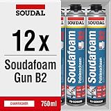12x Soudal Soudafoam Gun B2 Pistolenschaum PU Schaum Montageschaum Füll- & Dämmschaum 750