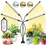 wolezek Pflanzenlampe LED,Pflanzenlicht,80 LEDs Pflanzenleuchte 3000K 5000K 660nm Wachsen licht Vollspektrum für Zimmerpflanzen mit Zeitschaltuhr,10 Arten von Helligkeit&3 Lichter Modi für Gemü