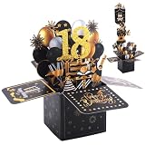 WINKIO 18. Geburtstagskarte Pop Up, Ziehbar 3D Geburtstag Karte mit Umschlag, Happy Birthday Card Geschenke für Junge Mädchen Romantik Jahrgang zum 18. Geburtstag für Party Jub