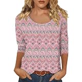 3/4 Arm Shirt Damen Schwarz Viskose Shirt Damen 3/4 Arm Shirt Damen Schwarz U-Boot Ausschnitt Lang Sakko Damen Sportlich Damen Sport Oberteil T Shirt Rot Damen Tshirt Rosa XL