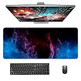 Giecy Gaming Mauspad XXL, Mousepad 900x400mm,Groß Schreibtischunterlage mit Rutschfester Gummibasis,Desk Mat für Tastatur, PC, Laptop (Flamme)