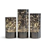 Rhytsing 3er-Set Glaszylinderlaternen mit Lichterkette, flammenlose Led Kerze mit Timerfunk