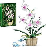 QLT Weiß & Blaue Icons Orchideen Blumen Baukasten, Exquisiter Orchideen Bonsai Klemmbausteine für Erwachsene ，kompatibel mit Lego Pflanzen und Blumen, Ideal für 8+ die Anzeige (1192PCS)