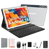 Android 14 Tablet, 4G Cellular Tablet mit Dual SIM Slot, 14GB RAM, 128GB ROM (TF 1TB) 2-in-1 Tablet mit Tastatur/Case, Octa-Core, Incell-Display, 5G + 4G LTE 8000