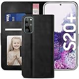 YATWIN Handyhülle Samsung Galaxy S20 Plus Hülle, Klapphülle Samsung S20 Plus Premium Leder Brieftasche Schutzhülle [Kartenfach] [Magnet] [Stand] Handytasche Case für Samsung S20 + Plus 5G, Schw