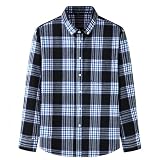 YANQSHM Oktoberfest Hemd Herren, Kariertes Flanellhemd für Herren Weihnachtskarohemd Langarm Button Down Hemden Flanell Arbeitsjacke Holzfällerhemd Wintermantel für Männer Übergröße Hellblau 8XL