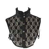 Metyou Einsteckkragen für Damen mit Spitze, Halbhemd, abnehmbar, falscher Kragen, Baumwolle, Choker-Krawatte, 05schwarz, M Große Größ
