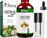 Kanzy Rizinusöl Kaltgepresst 100ml, Castor Oil for Hair Growth Natürlich Rizinus Öl für Körper, Haare, Nägel, Wimpern, Augenb
