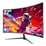Gawfolk Curved Monitor 27 Zoll 100Hz, PC Bildschirm mit Lautsprecher 1080P, 1800R 75Hz Computerbildschirm mit Eye Care Technologie HDMI VGA, unterstützt VES