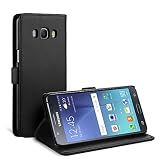 Simpeak Hülle Kompatibel mit Samsung Galaxy J5 2016, Handyhülle Kompatibel für Samsung J5 2016 Leder Flipcase [Kartensteckplätze] [Stand Feature] [Magnetic Closure Snap] - Schw