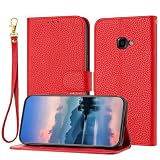 Brieftaschen-Hülle kompatibel mit Samsung Galaxy Xcover 4/4S, kompatibel mit Damen und Herren, Klapp-Lederhülle mit Kartenhalter, stoßfeste TPU-Innenschale und Ständer(Red)