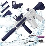 Elektrische Wasserpistole, 32 ft Wassergewehr Spielzeug für Kinder und Erwachsen, 500ML 2 in 1 Automatische Wasserpistolen Groß Externe Wasserflasche, Wasserpistole für Sommer Schwimmbad (Blau)