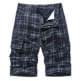 FNKDOR Cargohose Herren Bermudas Cargo Shorts Kariert Herrenshorts Sommer Outdoorhose Freizeithose#28