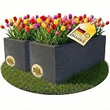 Ondis24 2X Pflanzkübel Vulkano, je 50L Pflanzvolumen, rechteckig, Blumenkasten mit Wasserspeicher, Balkon Terrasse, Blumenkübel, Doppelpack (Anthrazit)