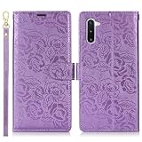Handy-Klapphülle Kompatibel mit Samsung Galaxy Note 10 Wallet Case, PU-Leder, magnetisches Flip-Folio-Case mit Kartenhaltern, Ständer und Trageband, stoßfeste TPU-Innenschale Hüllenabdeckung(Purple)