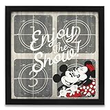 Disney Mickey Mouse und Minnie Enjoy the Show, gerahmt, Holzwanddekoration, lustiges Micky-Maus-Bild für Filmzimmer oder Sp