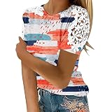 Lässiges T-Shirt mit Rundhalsausschnitt kurzen Ärmeln Spitze für Damen Pullover Rückenausschnitt T Shirt Damen Kurzarm Baumwolle Damen Sommer-Top
