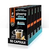 King Cup - 5 Packungen mit 10 Zuckerfreier Ginseng Deca Kapseln, 50 Kapseln 100% Kompatibel mit dem Nespresso-System von Ginseng Getränk, Glutenfrei und Lak